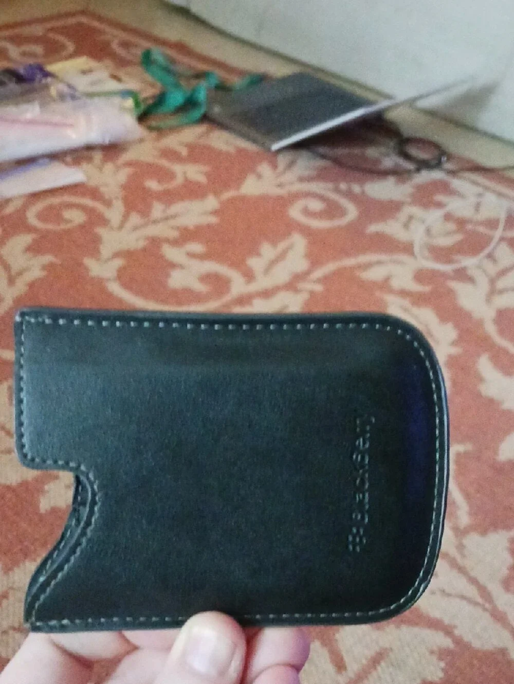 Black Blackberry Leather Slide Phone Case